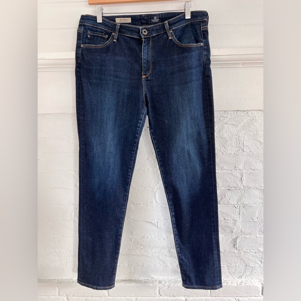 AG Prima Mid Rise Cigarette Jeans Slim Straight Dark Wash Sz 32 30 Inch Inseam - Picture 3 of 15